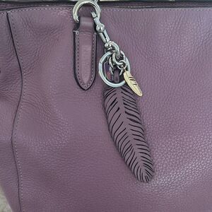 COACH Lilac Leather Feathers Keychain